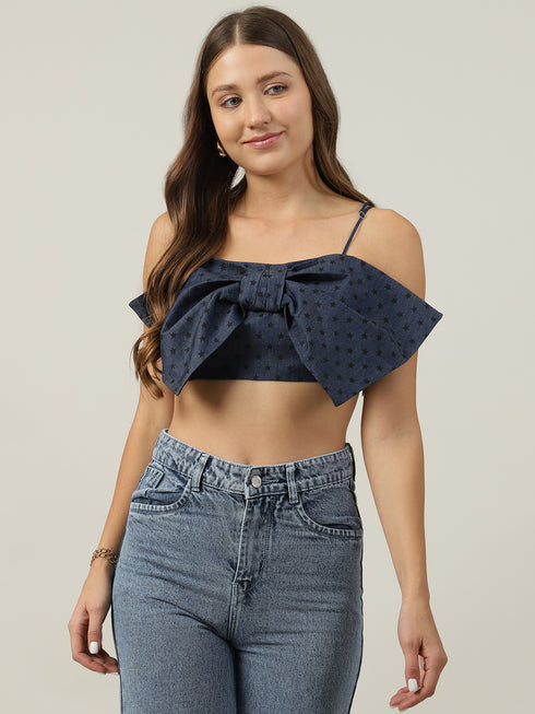 Sasha Denim Bow Crop Top