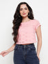 Hazel Pink Schiffli Ruched Back Crop Top