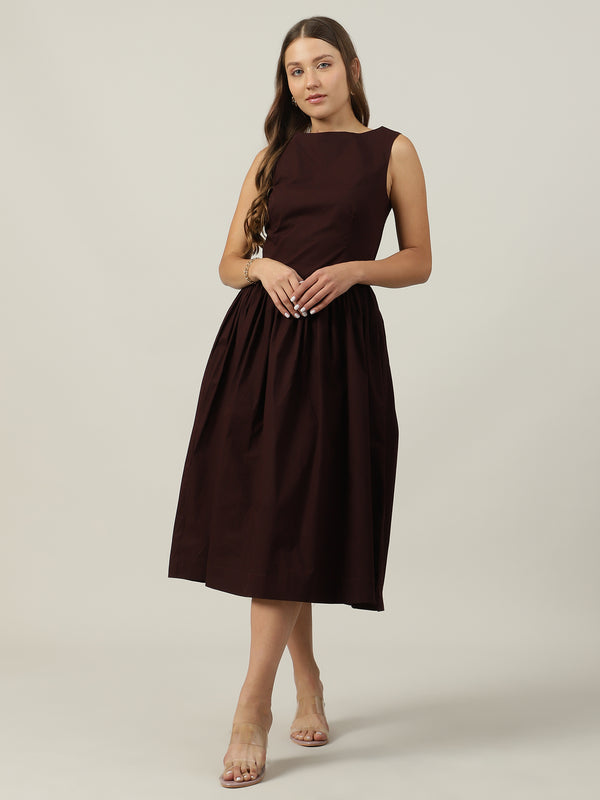 Rhea Poplin Drop Waist Midi Dress