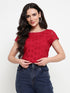 Hazel Berry Schiffli Ruched Back Crop Top