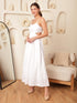 Miley White Schiffli Cut out Waist Gather Skirt Maxi Dress