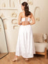 Miley White Schiffli Cut out Waist Gather Skirt Maxi Dress