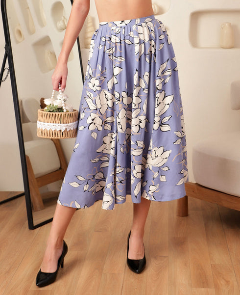 Valencia Lilac Rayon Pleated MidI Skirt