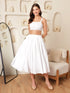 Valencia White Cotton Pleated MidI Skirt