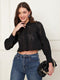 Blair Black Schiffli Button Down Crop Shirt