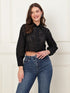 Blair Black Schiffli Button Down Crop Shirt