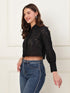 Blair Black Schiffli Button Down Crop Shirt