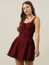 Flora Maroon Tie Front Mini Dress