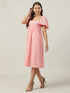 Khloé Pink Schiffli Flutter Sleeve Midi Dress