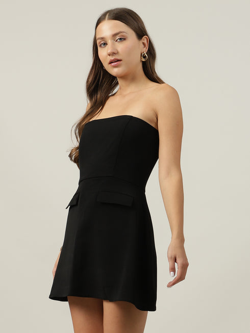 Polly Black Strapless Mini Dress