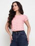 Hazel Pink Schiffli Ruched Back Crop Top