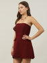 Polly Maroon Strapless Mini Dress