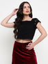 Hazel Black Schiffli Ruched Back Crop Top