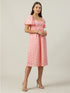 Khloé Pink Schiffli Flutter Sleeve Midi Dress