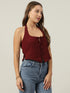 Sylvie Maroon Halter Neck Sleeveless Vest