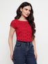 Hazel Berry Schiffli Ruched Back Crop Top