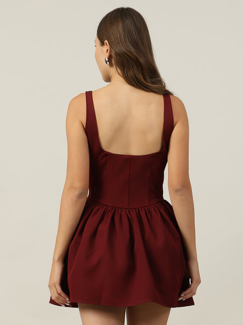 Ariel Maroon Corset Mini Dress