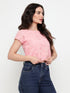 Hazel Pink Schiffli Ruched Back Crop Top