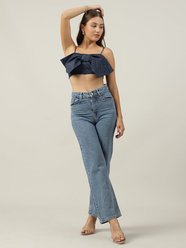 Sasha Denim Bow Crop Top