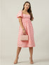 Khloé Pink Schiffli Flutter Sleeve Midi Dress