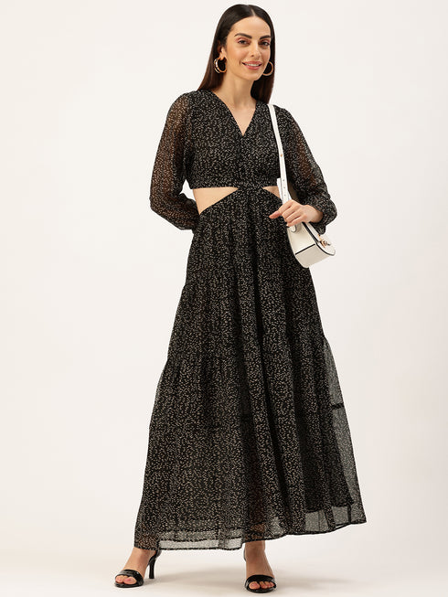 Dorothy Black Cut Out Waist Maxi Dress