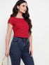 Hazel Berry Schiffli Ruched Back Crop Top