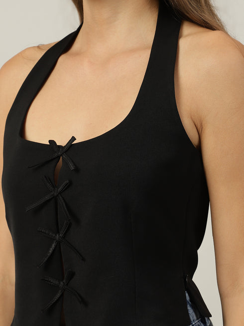 Sylvie Black Halter Neck Sleeveless Vest