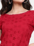 Hazel Berry Schiffli Ruched Back Crop Top