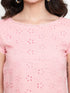 Hazel Pink Schiffli Ruched Back Crop Top