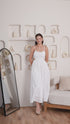 Miley White Schiffli Cut out Waist Gather Skirt Maxi Dress