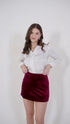 Moira Maroon Velvet Mini Skirt